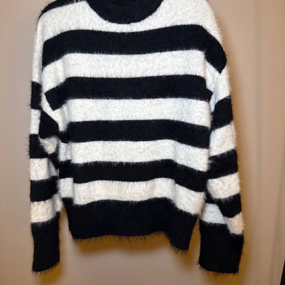 A New Day Black and White Fuzzy Sweater